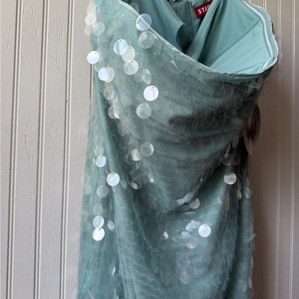 STAUD Mint Sequin Strapless Midi Dress - Picture 6 of 8